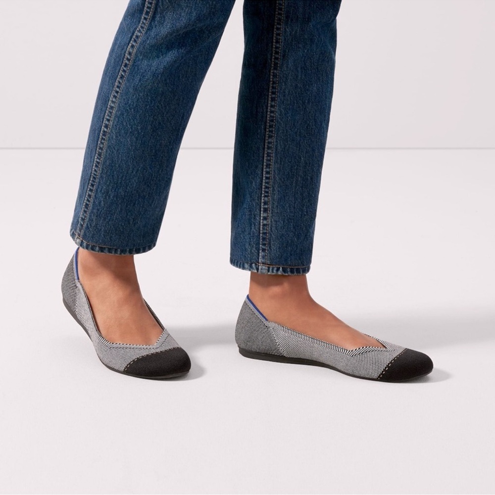 Rothy's The Flat Gray Mist Captoe Ballet Classic Shoes Gray | Black Size 9